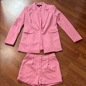 Forever 21 Pink Blazer and Shorts Set